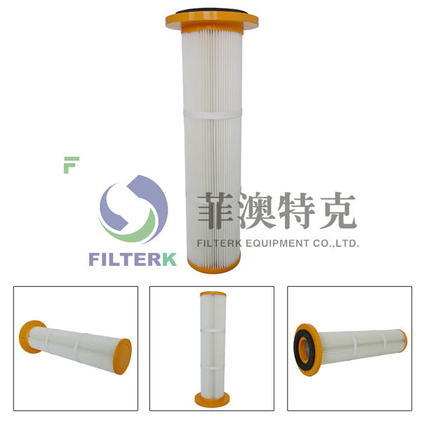 Coletor de poeira industrial cilíndrico plissado do cartucho do elemento de filtro da coleção de poeira do Plástico-Flange-Tampão-Filtro-cartucho