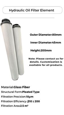 Elementos de filtro de cartuchos de fibra de vidro para filtragem hidráulica de óleo com 500 mm de altura e temperatura máxima de 80 °C